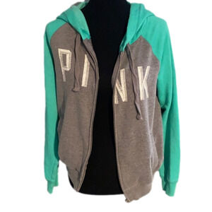 Teal & Grey Zip Up Hoodie size small